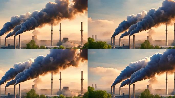 工厂烟囱碳排放废气污染