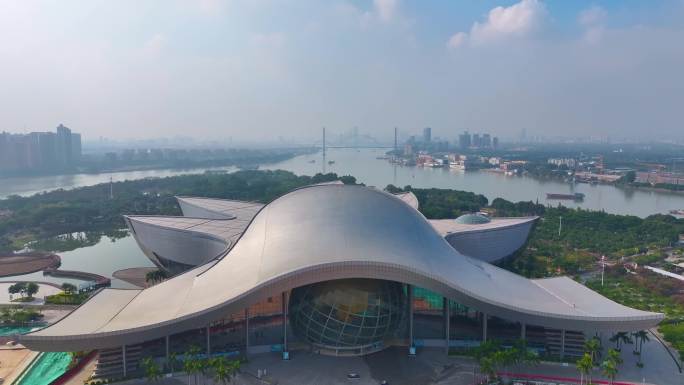 广州广东科学中心航拍大学城城市地标