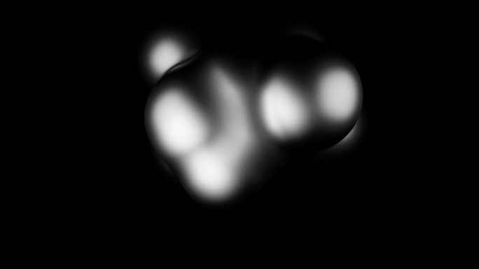 抽象的气泡粘在一起孤立的黑色背景。设计。脉动的数字相同大小的球
