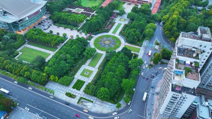 武汉首义公园辛亥革命博物馆航拍首义广场地