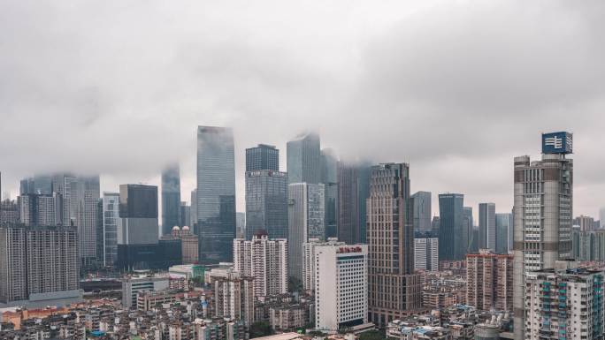 4k广州城市雨季天气延时