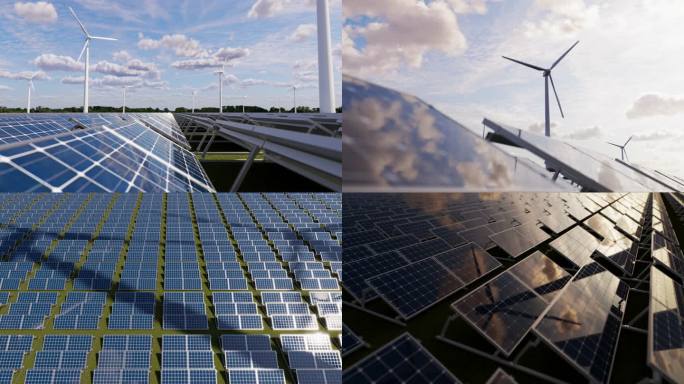 【4K】太阳能光伏发电风力发电新能源