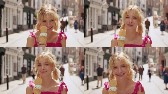在夏天吃冰淇淋美食冷饮甜品