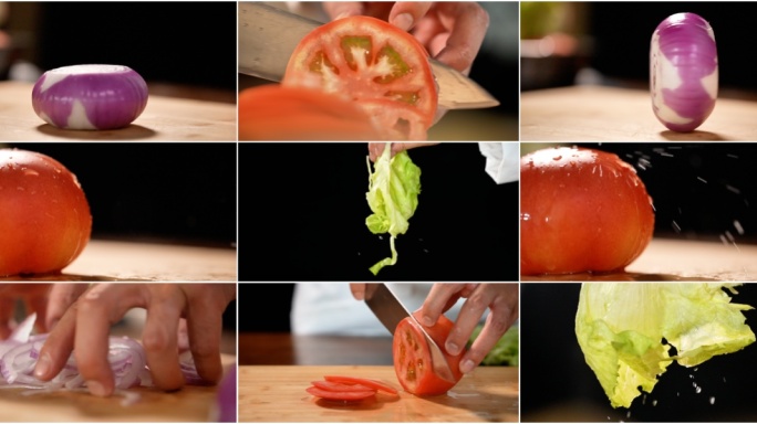 有机蔬菜切菜高速慢镜头