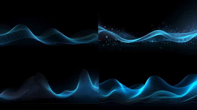 蓝色粒子线条波浪/科技穿梭片头转场