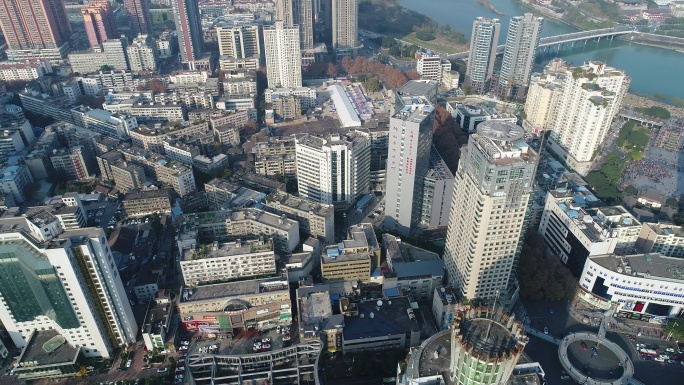 【4K】绵阳市城中心涪城区临园路航拍