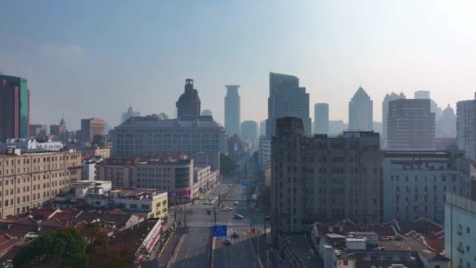 上海黄浦区河南中路航拍风景街道街景街头城