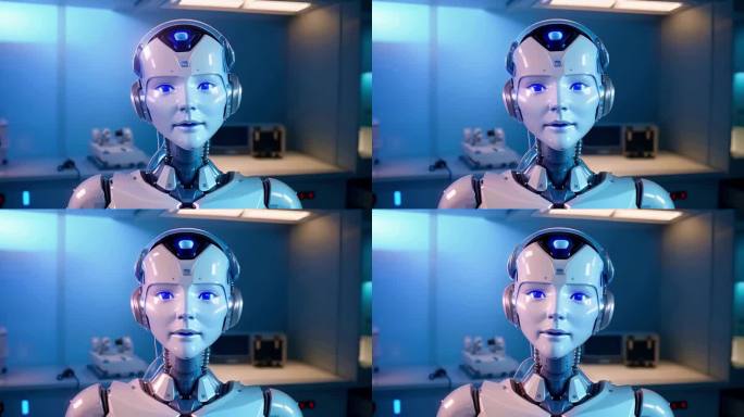 AI生成 智能机器人演示科技白色实验室