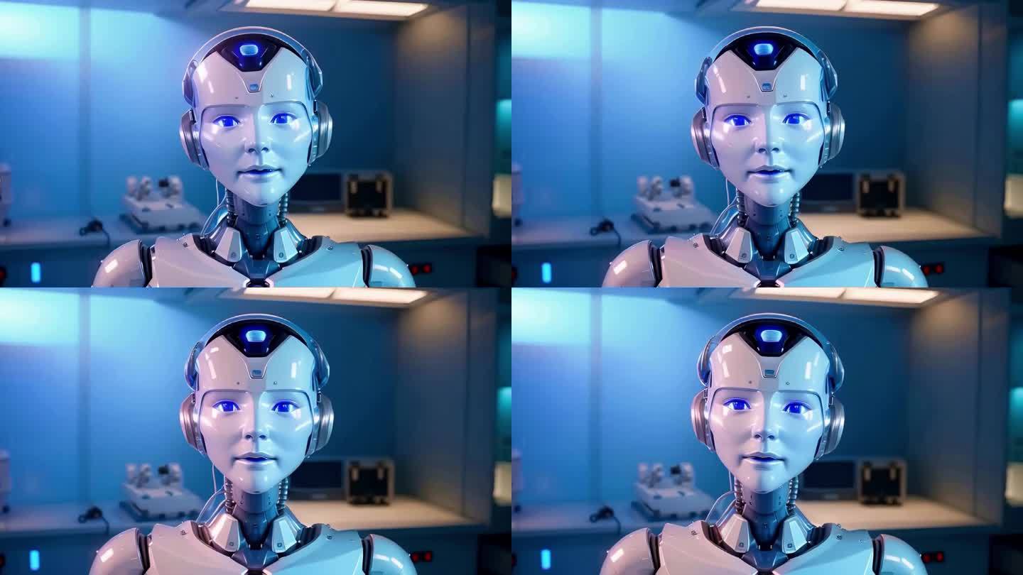 AI生成 智能机器人演示科技白色实验室