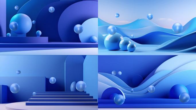 E3D球体超现实背景蓝色艺术空间合集