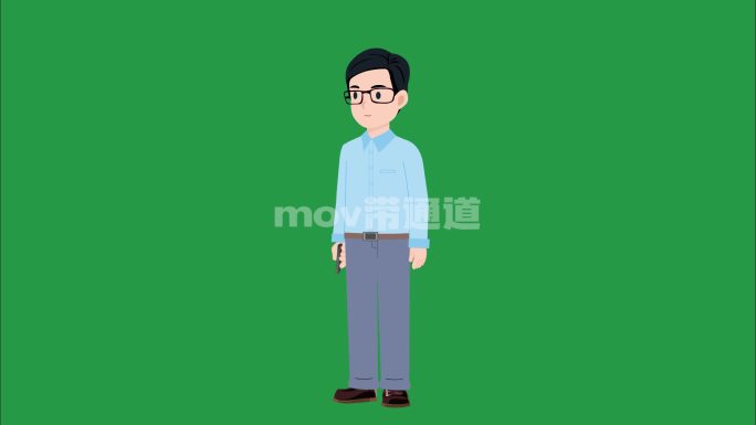 男眼镜老师长衬衫长裤卡通MG30种带通道
