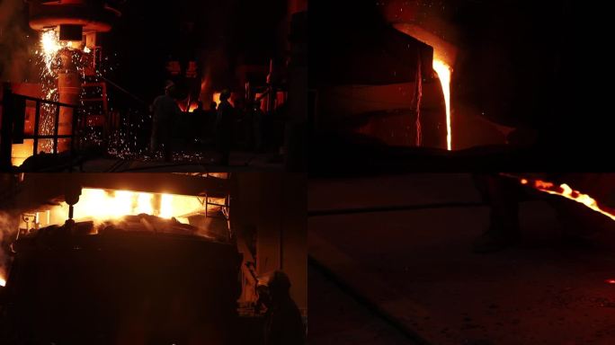 冶金炼钢熔炉钢水钢铁工人钢铁厂宣传片