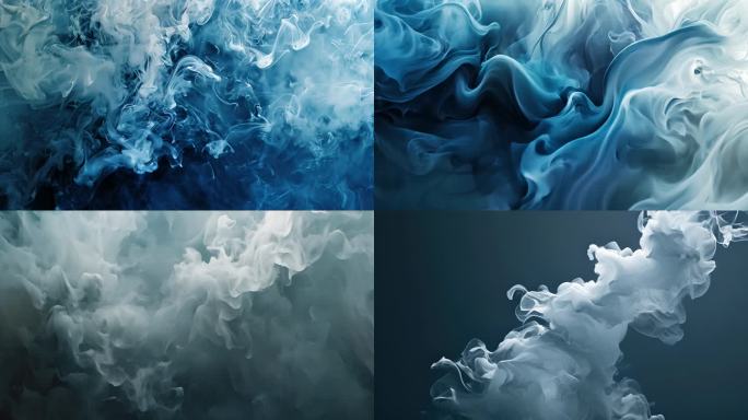 柔美背景，蓝色漂浮烟雾