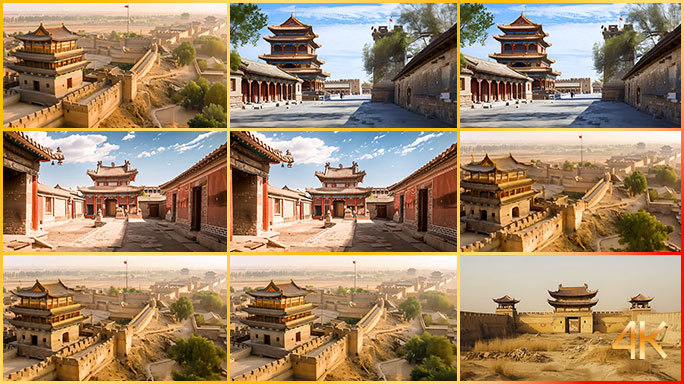 中国古代古城的城楼与城墙 巍峨耸立千年