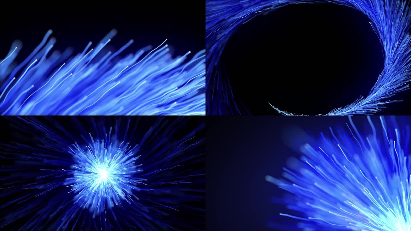 蓝色粒子线条树枝光纤羽毛合集