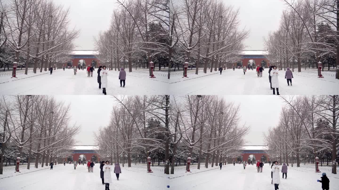 北京天坛公园雪景4K