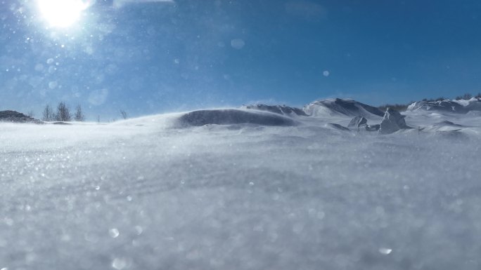 呼伦贝尔草原冬季风吹雪