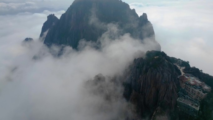 安徽黄山云海航拍延时自然风景视频素材