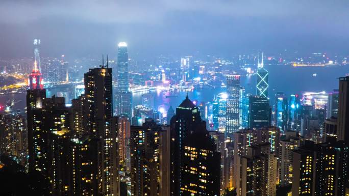 【4K】香港太平山顶夜景延时