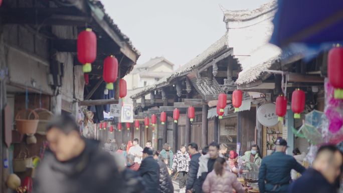 成都 大邑县 新场古镇 古建筑 人流