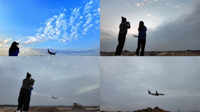 广州机场拍摄飞机 拍摄飞机的美女