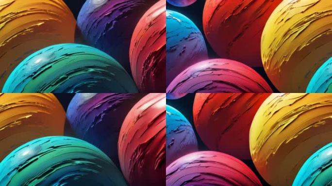 宽屏五彩缤纷卡通抽象空间彩色墙面圆球