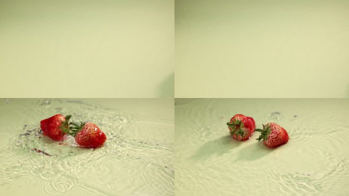 草莓碰撞旋转高清实拍 升格
