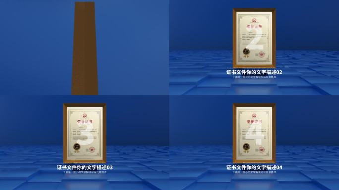 高端简洁蓝色证书图片展示