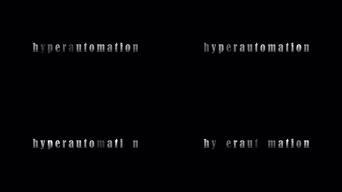 4K 3D超自动化银色文本与效果动画在黑色抽象背景。隔离使用QuickTime Alpha通道Pro
