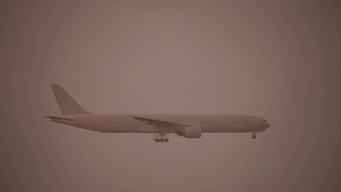 飞机在雪雾天气中飞行