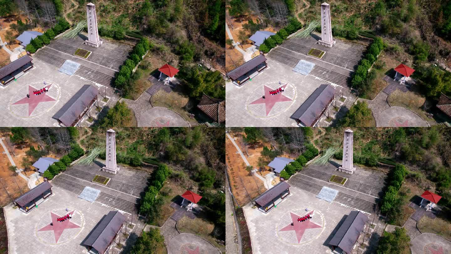 4K航拍扫墓全景实拍红色素材英雄纪念碑