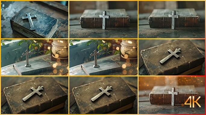 金属质感的十字架 笔记本与小说 圣经旧约
