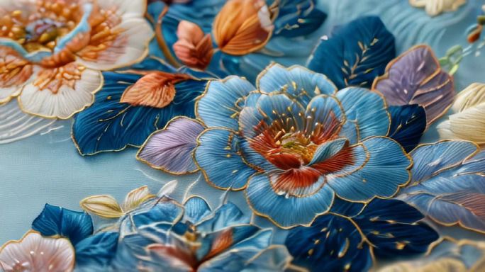 抽象绣花花朵布料纹理花纹氛围风格场景