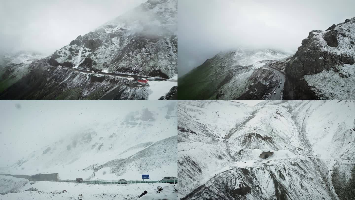 新疆独库公路雪山航拍4K