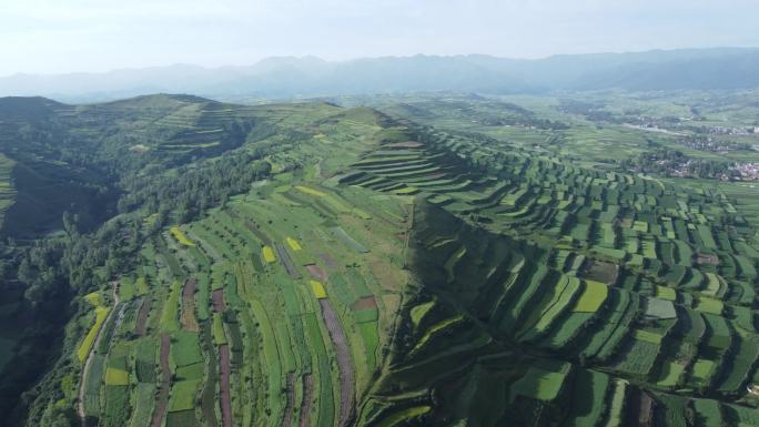 航拍甘肃定西渭源会川山川美景