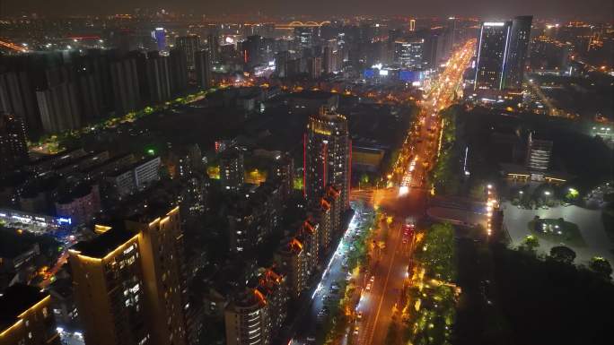 杭州钱塘新区下沙夜晚夜景车流延时