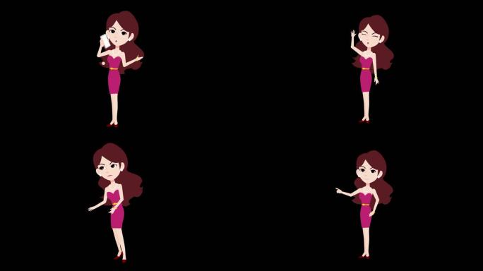 女明星卡通24种表情跑介绍说话带通道