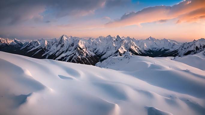 山峰晚霞雪山星空时光流逝