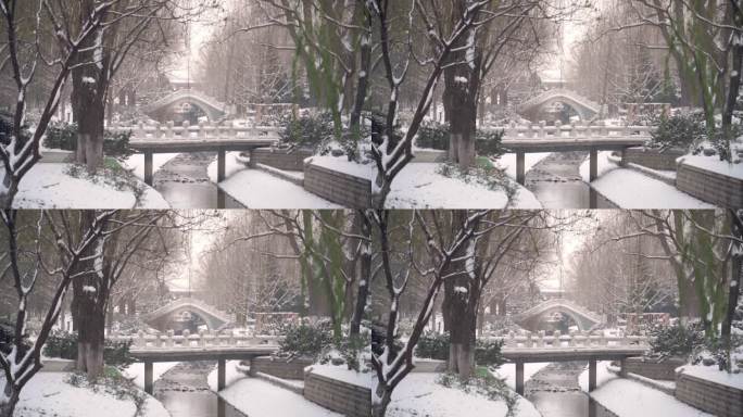 北京小溪流雪景