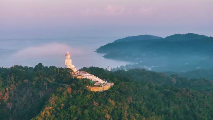 粉色夕阳 普吉岛 普吉大佛 4K航拍