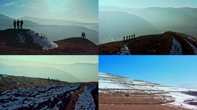 攀登山顶，雪山，消防员