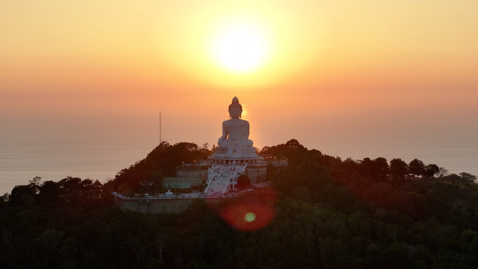 佛光普照 普吉大佛 夕阳落日普吉岛港口