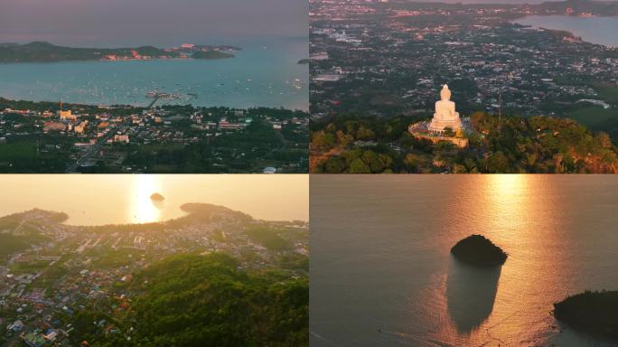 佛光普照 普吉大佛 夕阳落日普吉岛港口