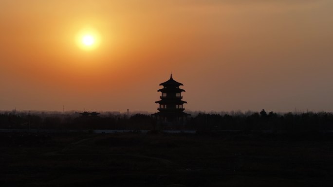 鄠邑 渼陂湖 夕阳 航拍 西安