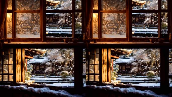 寺院冬季雪