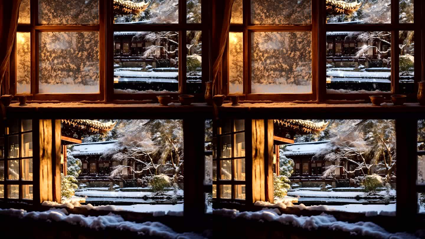 寺院冬季雪