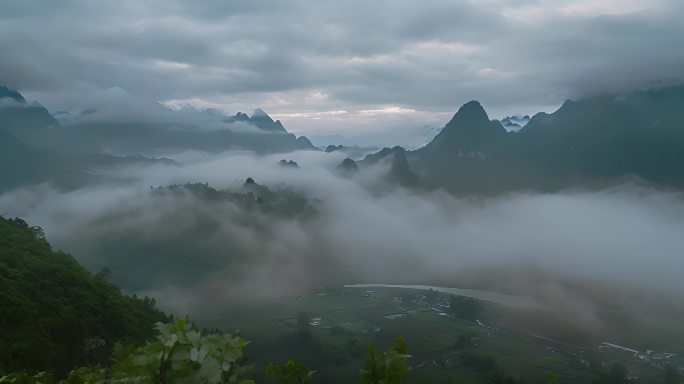 自然风景震撼大气航拍中国风光云海清晨雾气