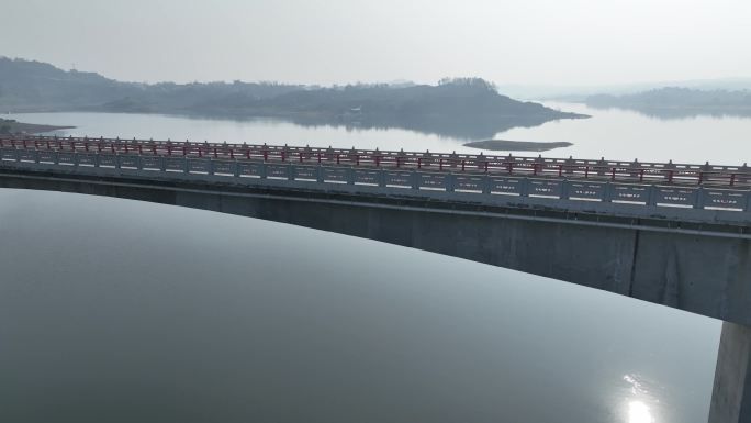 跨湖大桥方便了出行加快了乡村经济发展航拍