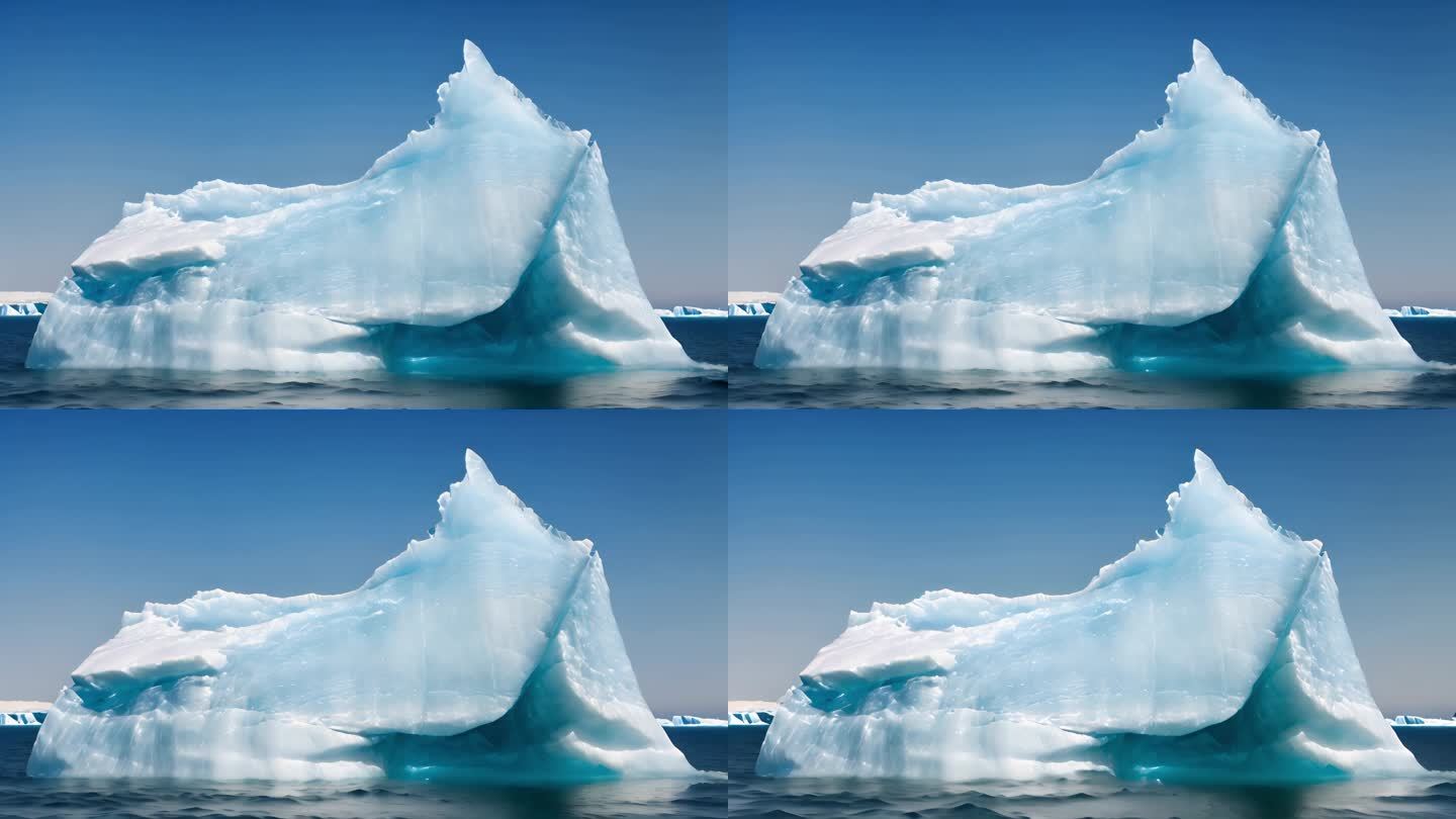 蓝色海上冰川冰山一角