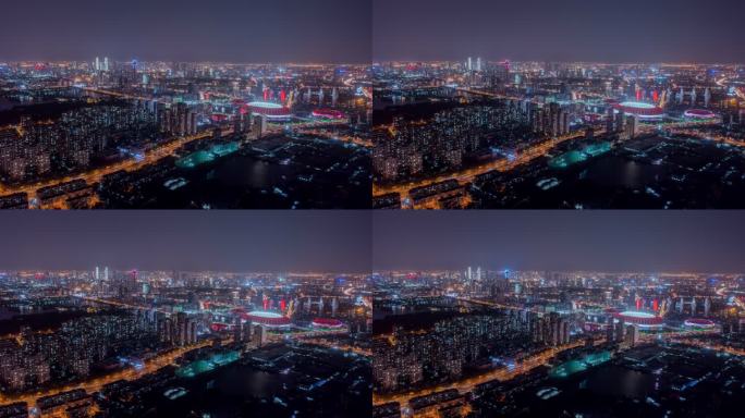 原创4K天津夜景奥城水滴天塔城市延时摄影